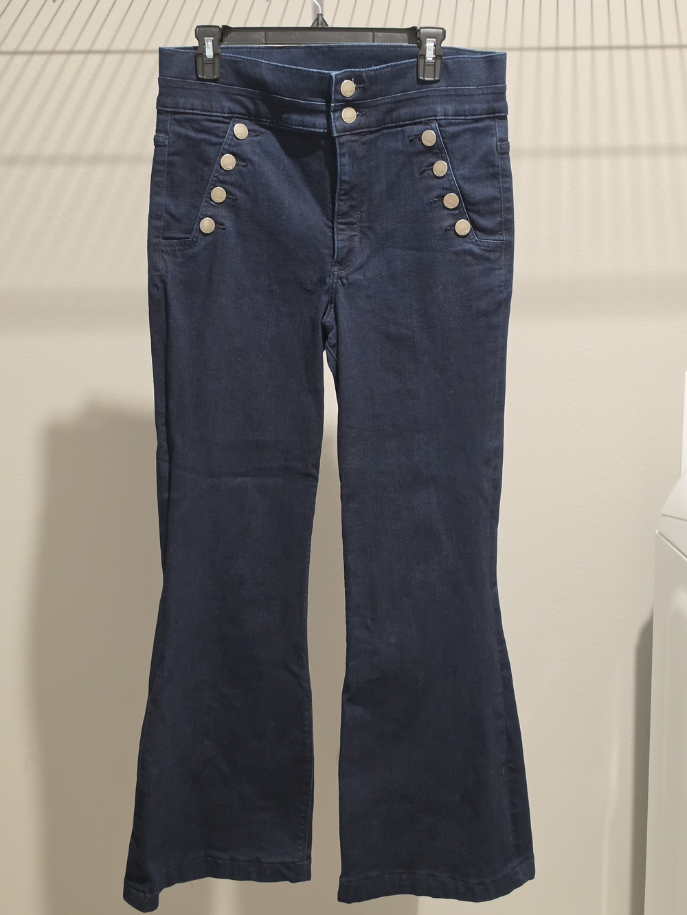 Express High-Rise  Flare Pants with Gold Button Detail Size 14R